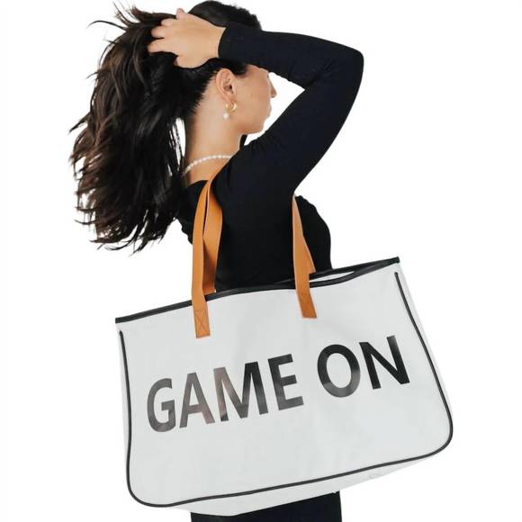 NEW PRETTY SIMPLE women's game on tote bag in white - Picture 2 of 2